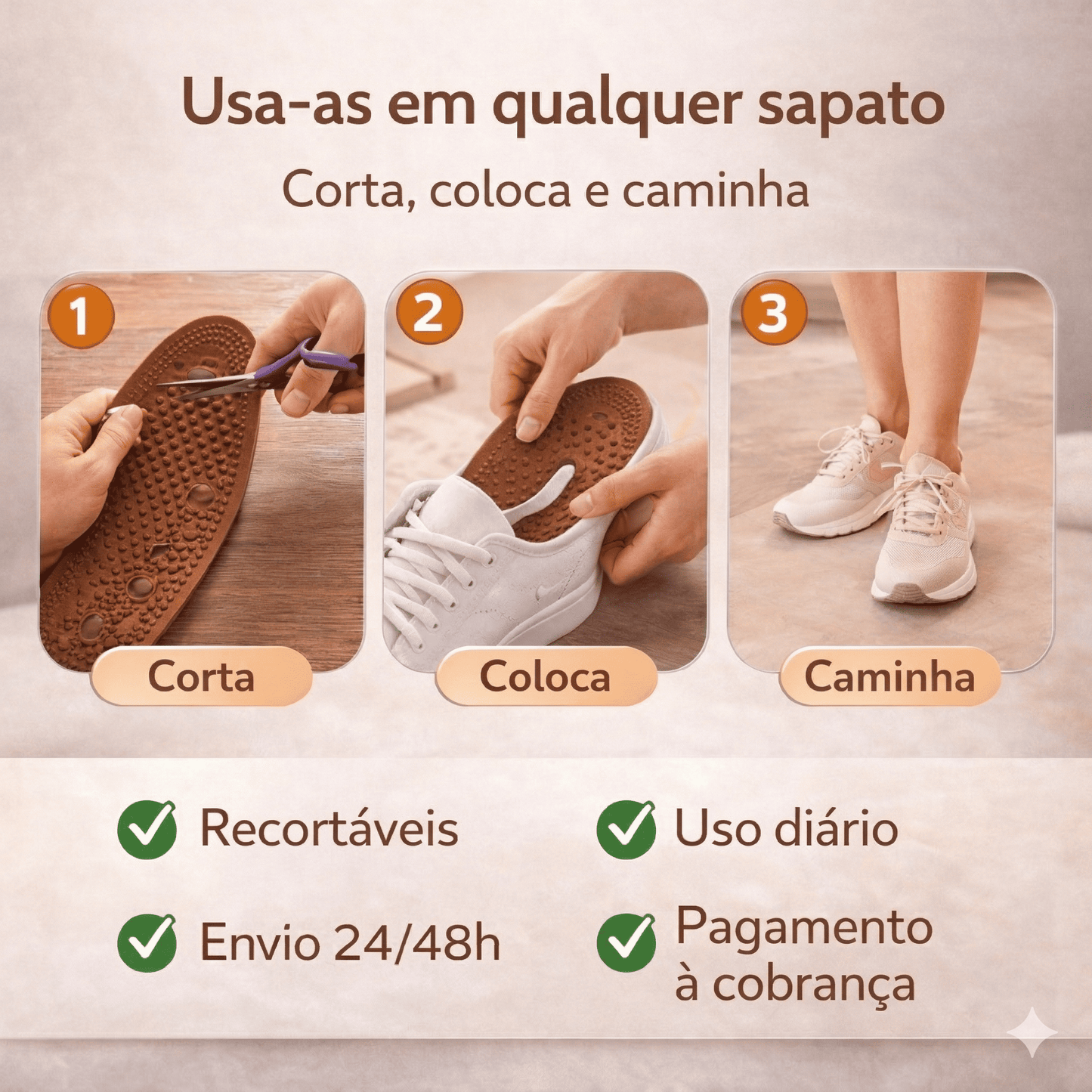 Palmilhas de reflexologia FeetComfort™ para pernas inchadas
