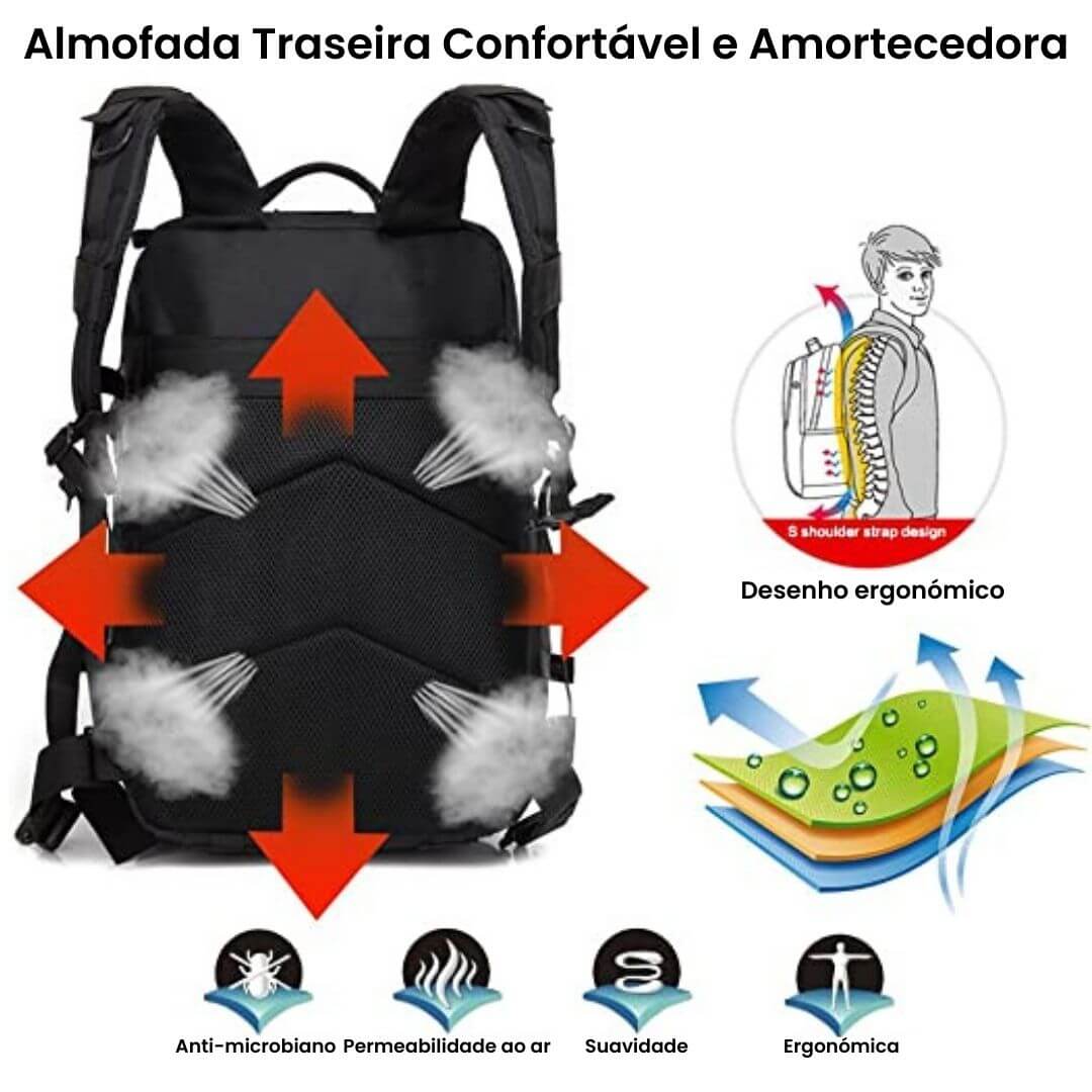 Mochila Táctica Militar Preta 30L
