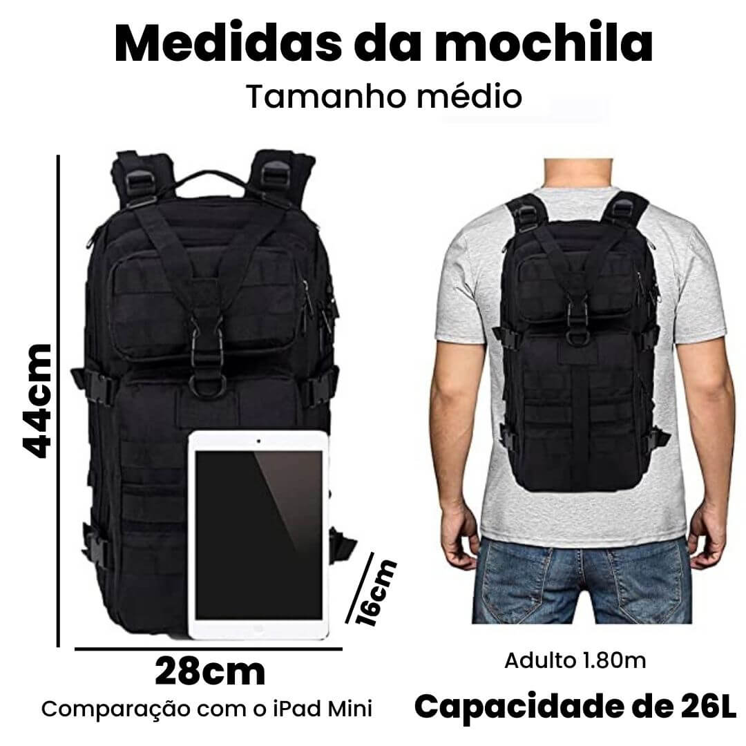 Mochila Táctica Militar Preta 30L