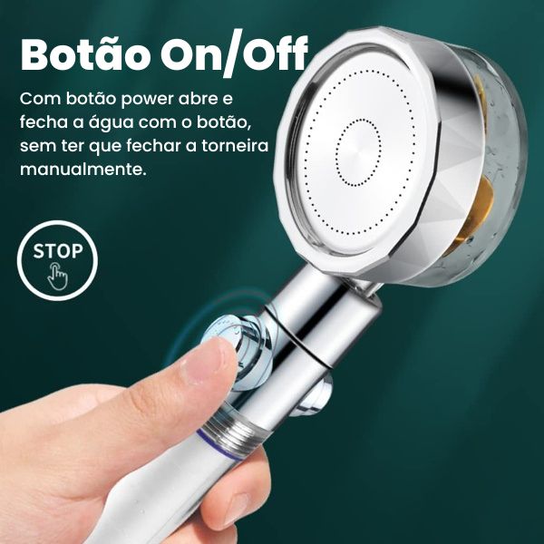 CHUVEIRO ECOLÓGICO COM HÉLICE DE PRESSÃO E FILTRO PURIFICADOR